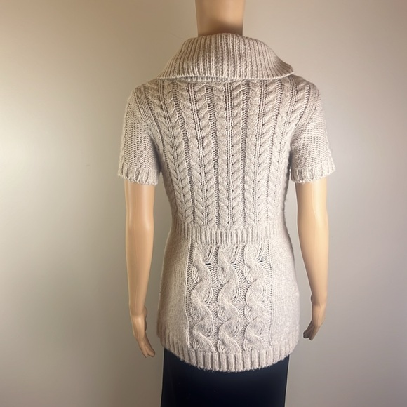 BCBG Beige Cowl Neck Cable Knit Sweater - Picture 4 of 6